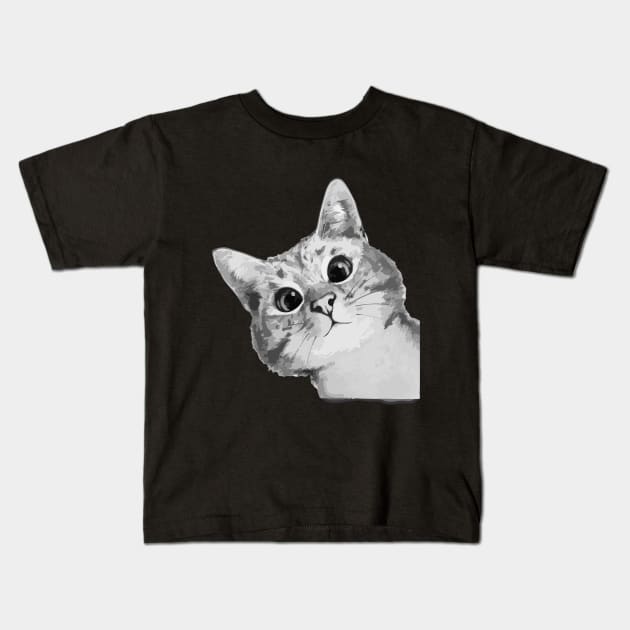 Lovely, cute, funny cat design template Kids T-Shirt by NTR_STUDIO